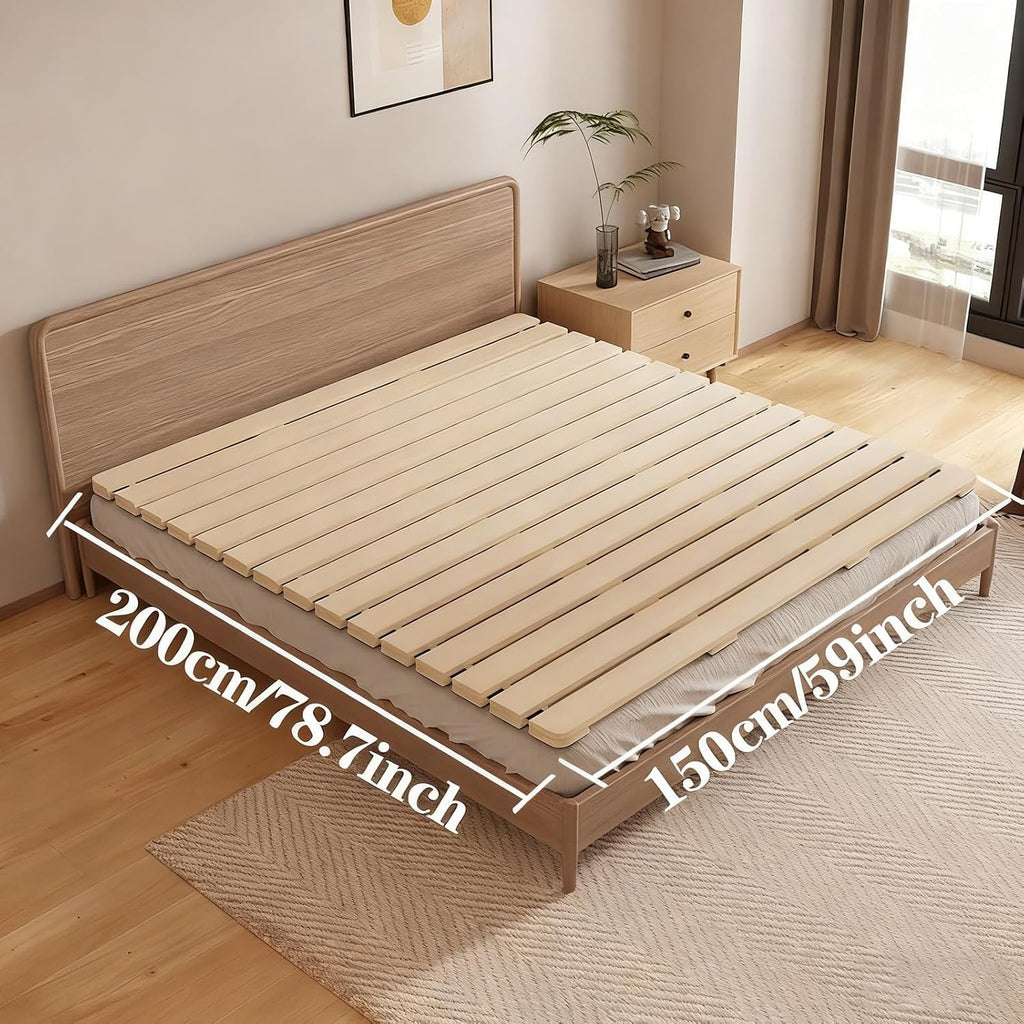 Floor Bed Frame Japanese Bed Frame Solid Wood Foldable Slatted Bed Base Guest Tatami Bed Frames Wooden Floor Platform