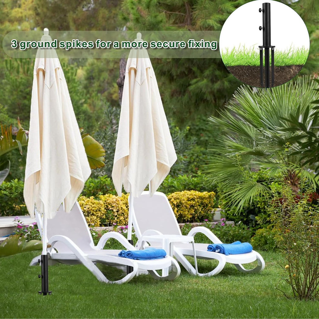 Patio Umbrella Stand Base,Heavy Duty Outdoor Umbrella Holder with 3 Ground Spikes for Stability