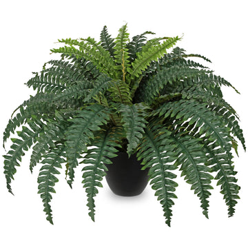 Artificial Large Fern Boston Potted Plant for Outdoors & Indoor 25.5inch Faux Fake Fern Bush Plant in Pot Garden