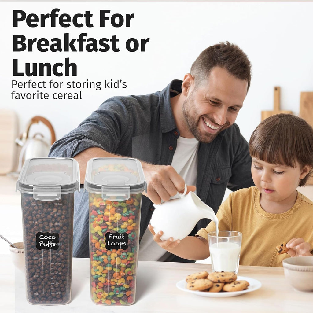 2 Pack (6.3L / 213OZ) EXTRA Large Airtight Food Storage Cereal Containers for Bulk Food Storage BPA-Free Plastic