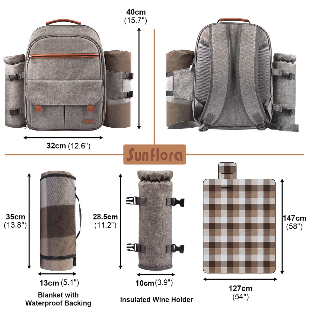 Picnic Backpack for 2 Person, Picnic Basket Set (Brush Beige)