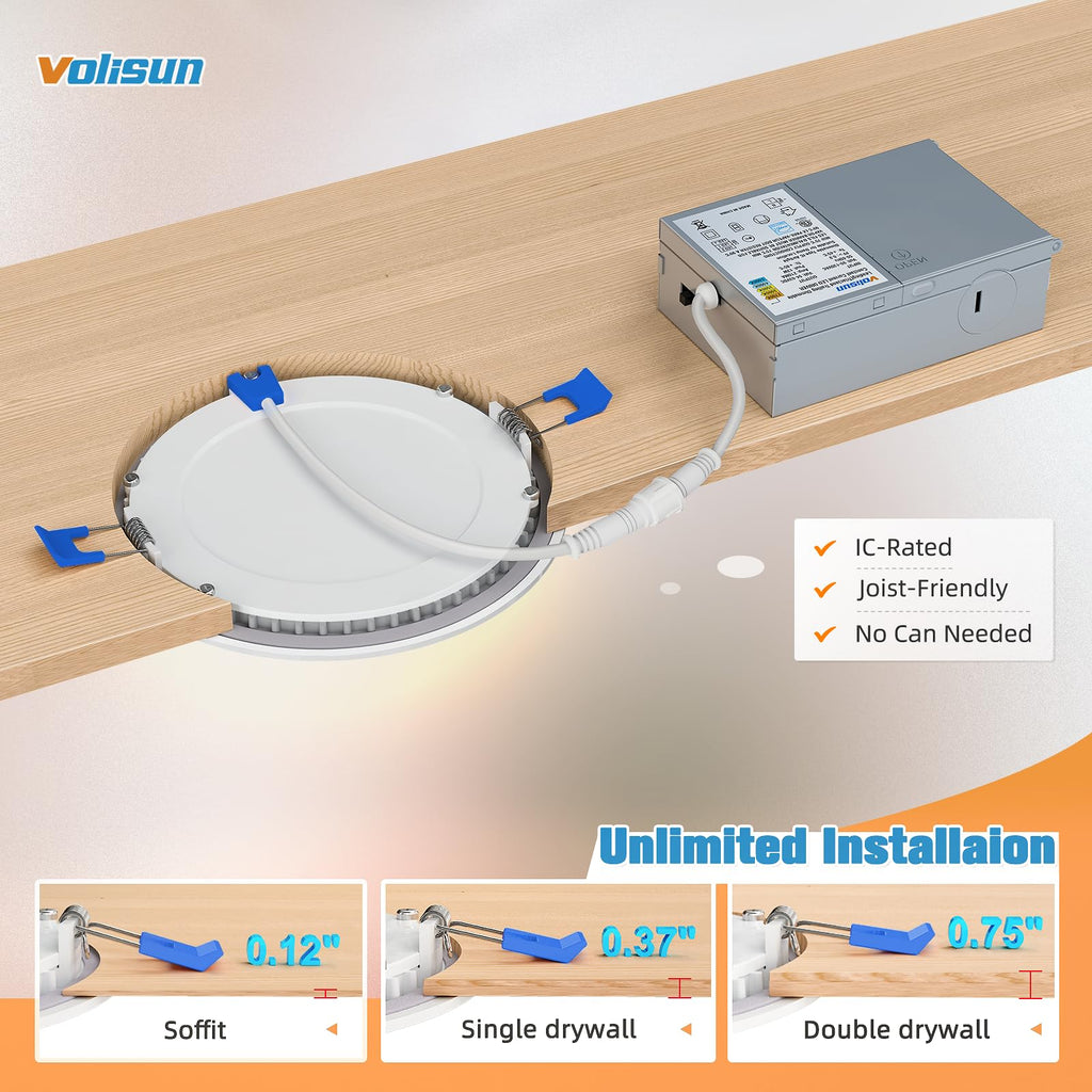 12 Pack 4 inch Recessed Lighting, 5CCT, 9.5W Eqv 80W