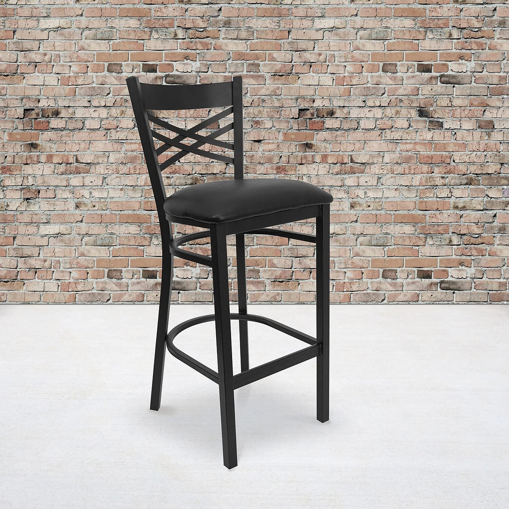 Hercules Metal Restaurant Barstool, Black