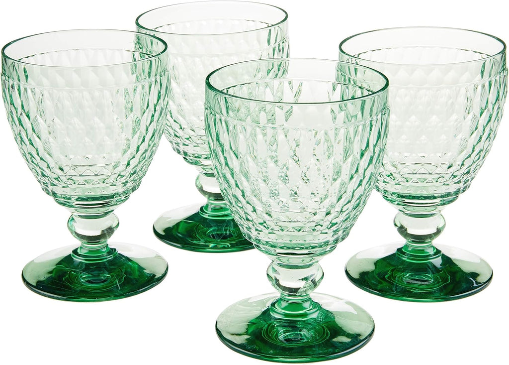 Boston Green Crystal Goblets, Set of 4