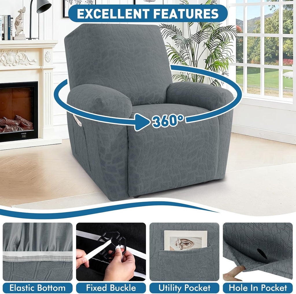 Waterproof Recliner Cover Washable 3 Pieces Recliner Chair Covers with Elastic Bottom Non Slip Cover for Lazy Boy