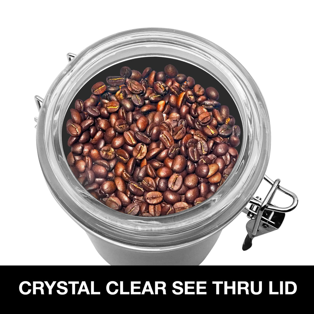 Stainless Steel Kitchen Canister 62 fl oz - Airtight Clamp Lid, Clear See-Thru Top - Ideal Storage, Food Storage