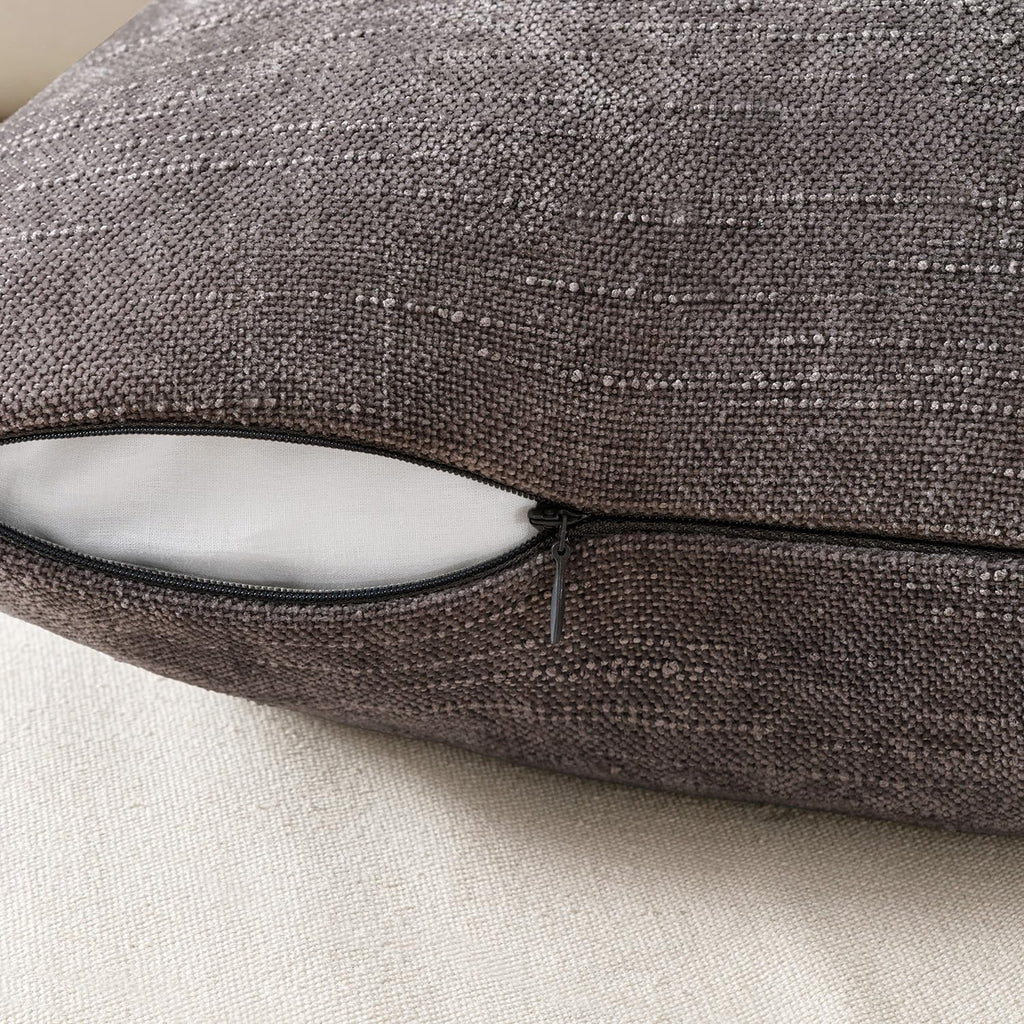 Textured Chenille Throw Pillow Covers 18x18 Inch Charcoal Gray