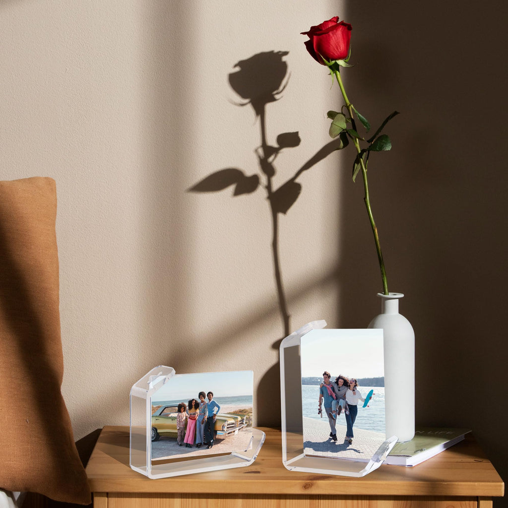 4x6 Picture Frame, 2 Pack Floating Acrylic Photo Frames, Double Sided Modern Tabletop Stands, Horizontal and Vertical