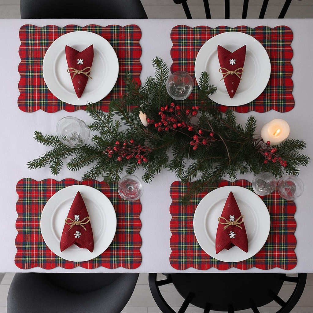 6 Pcs Quilted Scallop Placemats Dining