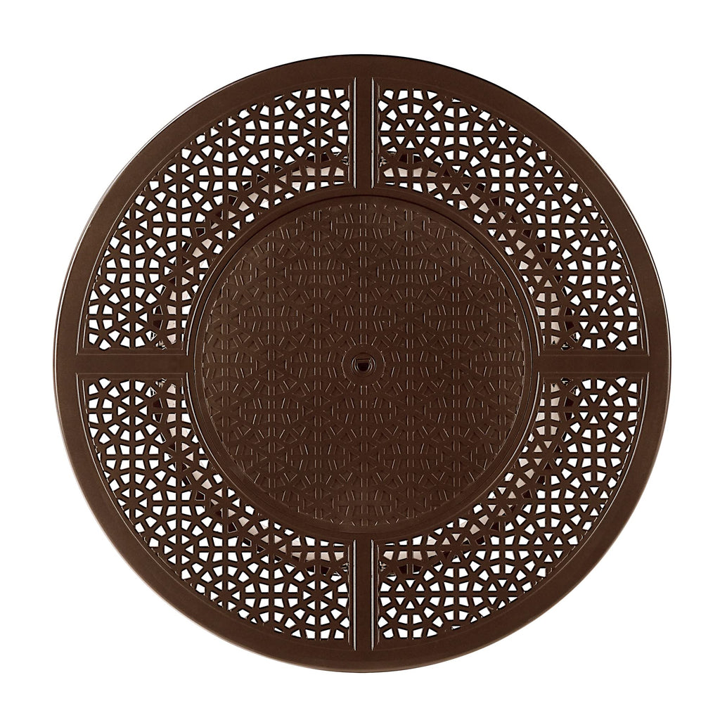 44 in. x 44 in. Aluminum Propane Fire Pit Table with Glass Beads, Two Covers, Lid, 57, 000 BTUs in Brown Finish