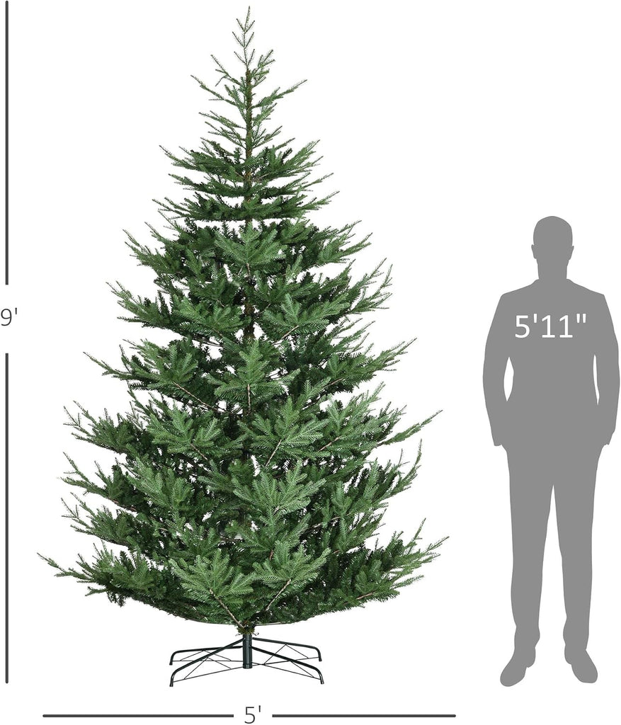 Artificial Christmas Tree, Pine Hinged Xmas Tree with 1939 Realistic Branches, Steel Base, Auto Open, Green
