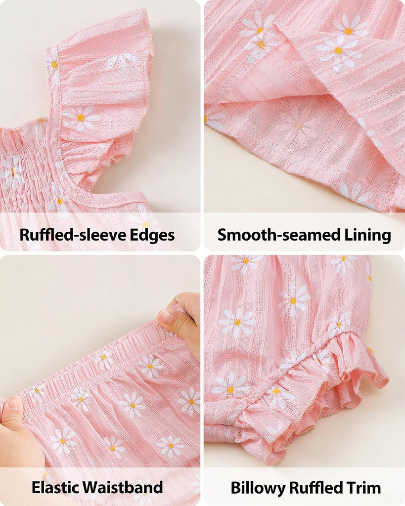 Newborn Baby Girl Summer Clothes Infant Girl Outfits Sleeveless Ruffle Top and Bloomers Shorts Set 0 3 6