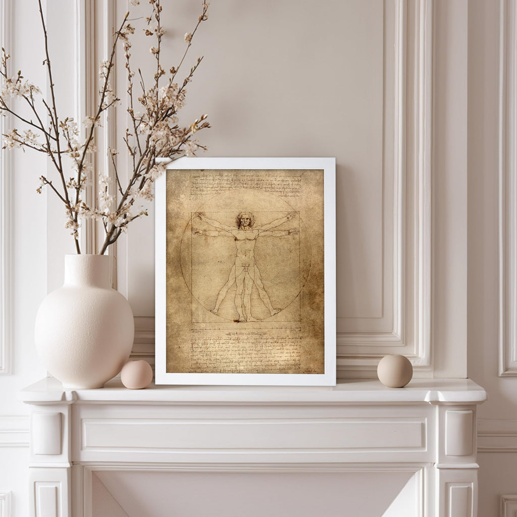Art Classic Leonardo Da Vinci Poster - Vintage Renaissance Print - Gift for Artist, Friend - Vitruvian Man