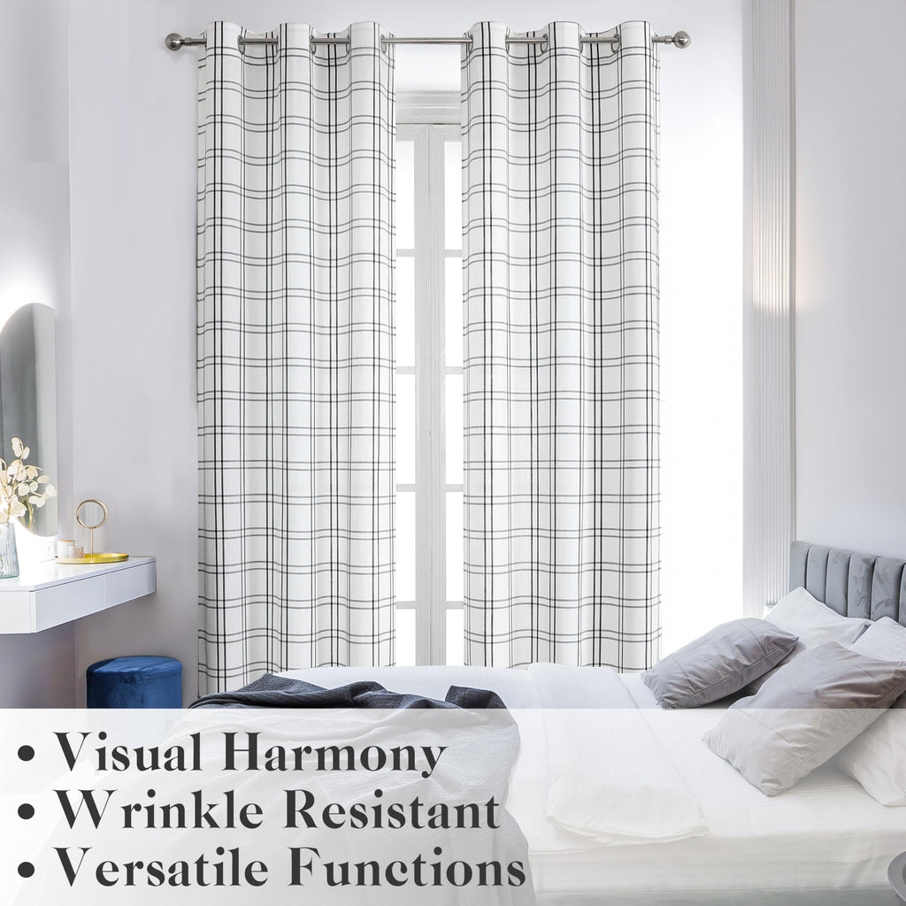 Black White Buffalo Plaid Light Filtering Curtains 72 Inches Long