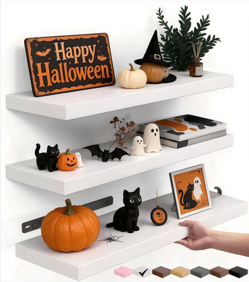 White Floating Shelves 15.7in, Set of 3, Wall Mounted for Wall Decor