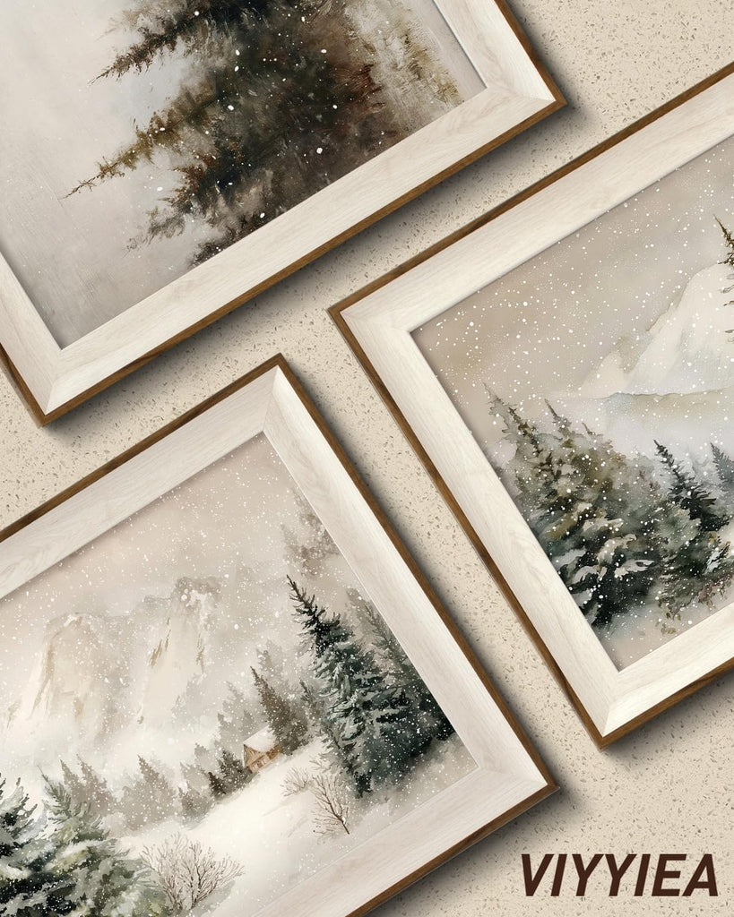Framed Christmas Pine Forest Landscape Wall Art Set, 16x20 Inch