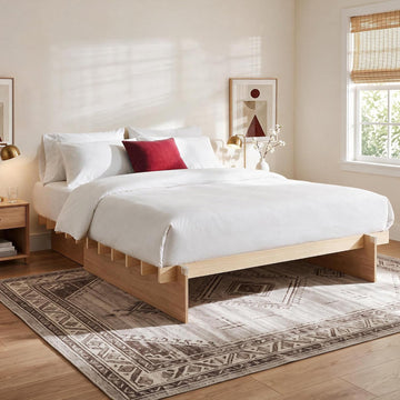 Wood Platform Bed Frame, Japanese Joinery Tool‐Free Bed Frame