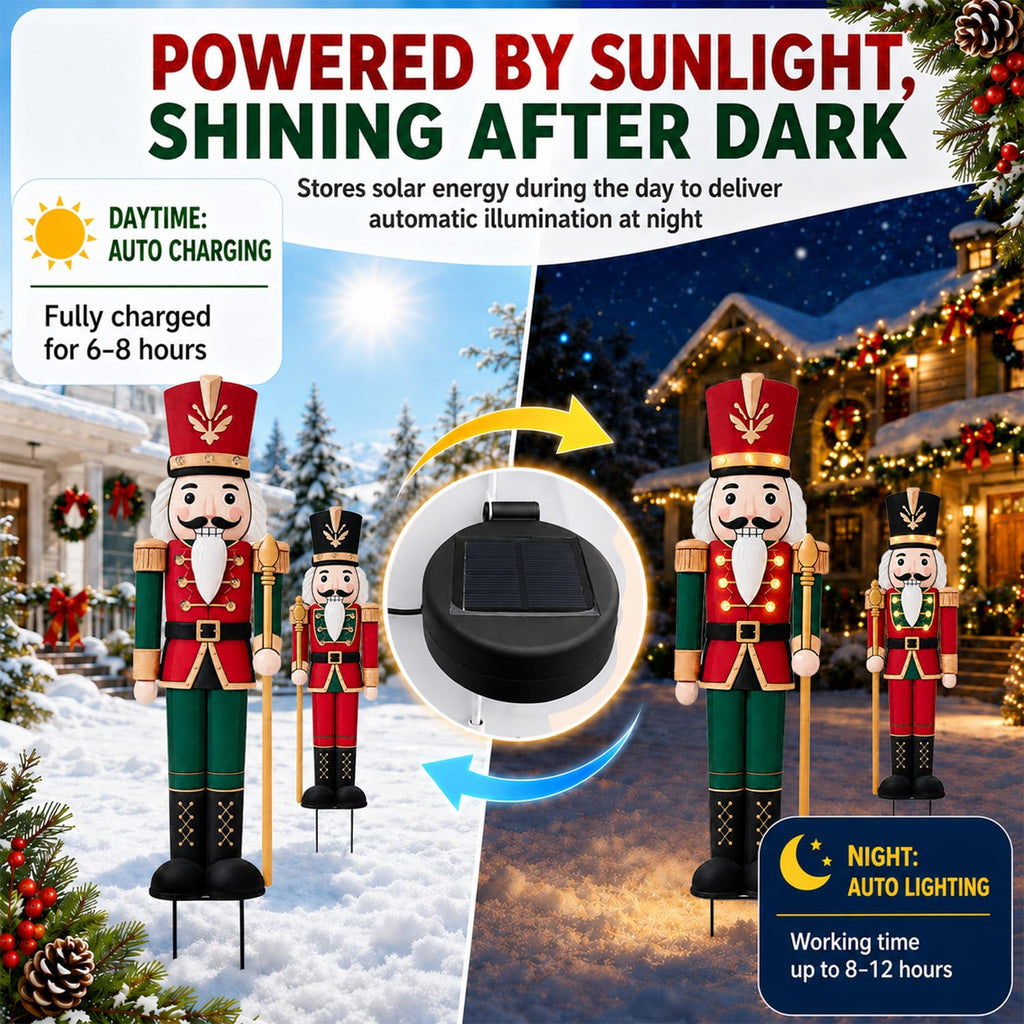 Outdoor Nutcracker Christmas Decor Lights, 2 Pack 48.2" Metal Yard Stakes