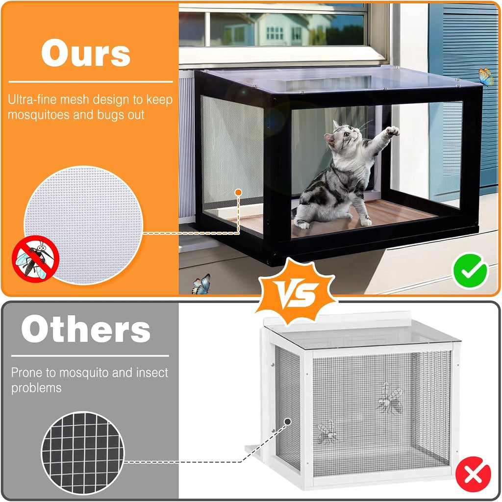 Cat Window Box Outdoor Window Catio for Cats Sunbathing Napping Overlooking