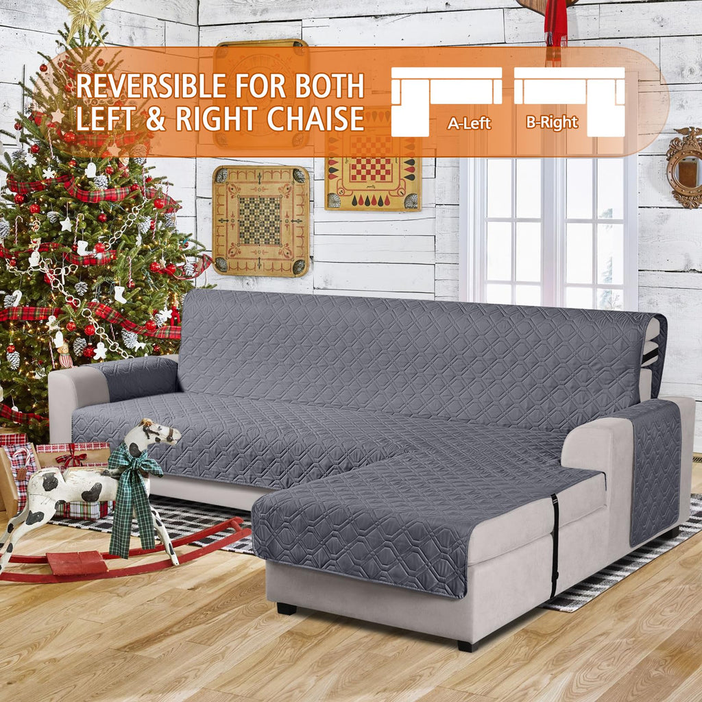 Upgraded Sectional Couch Covers 100% Waterproof L Shaped Sofa Slipcover Reversible Chaise Lounge Cover for Sectional