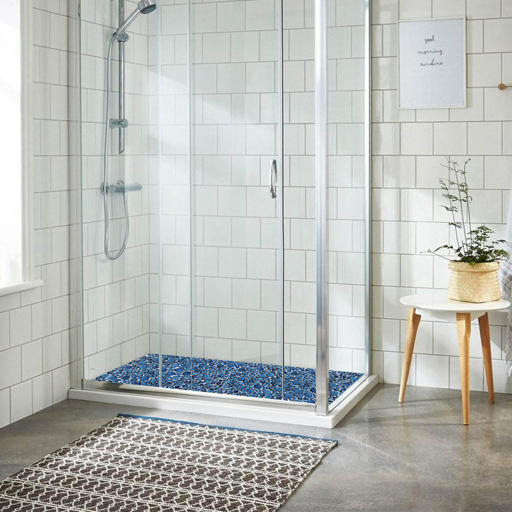 Cobalt Blue Pebble Tiles for Shower Floor Bathroom Floor Wall Mosaic Tile [Set of 5 Sheets]