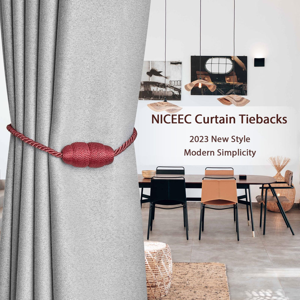 Strong Magnetic Curtain Tiebacks Handmade Weave Side Rope Curtain Holdbacks Unique & Elegant Decorative - 2 Pack