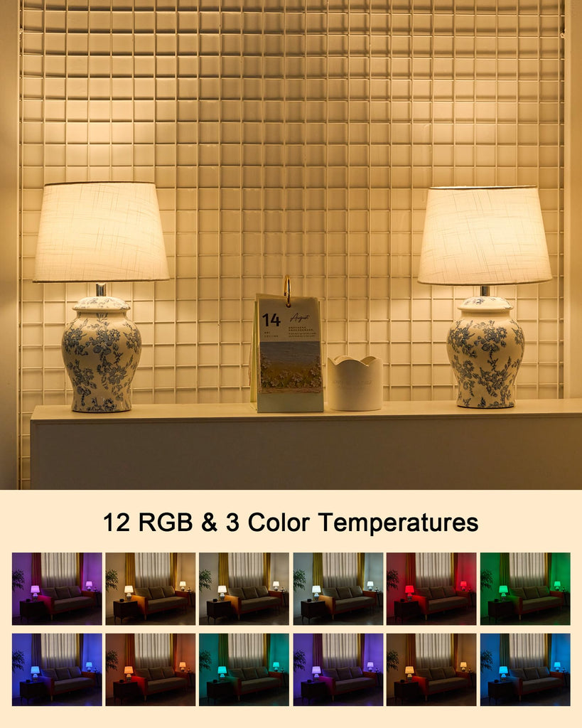 13.6" Cordless Ceramic Table Lamp Rechargeable Battery Operated