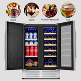 Wine and Beverage Refrigerator,24 Inch Dual Zone Wine Beverage Cooler, Built