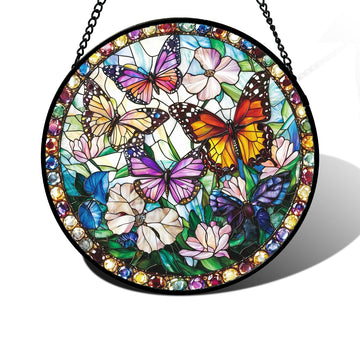 Colorful Butterfly Stained Glass Window Hanging Suncatcher Gifts 12"