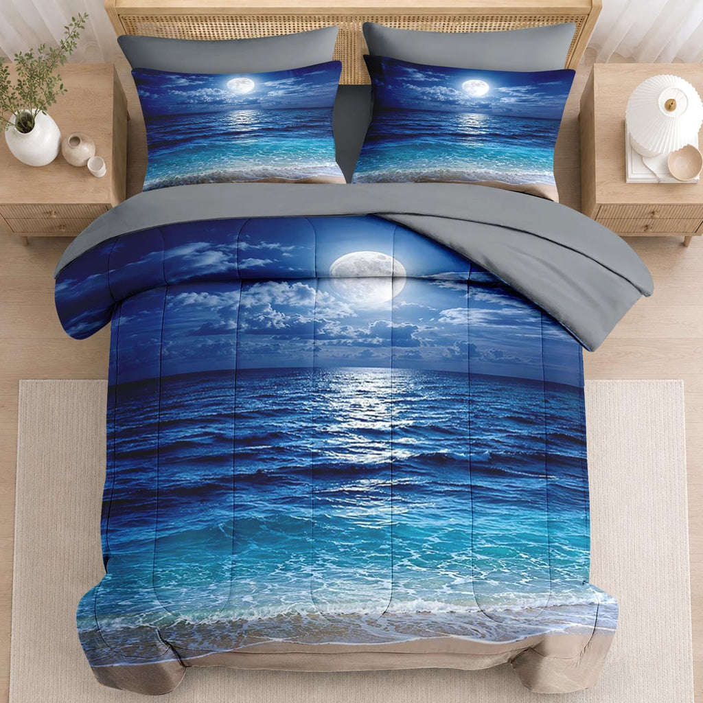 Comforter Set with Sheets, 5 Pieces Ocean Moon Bedding