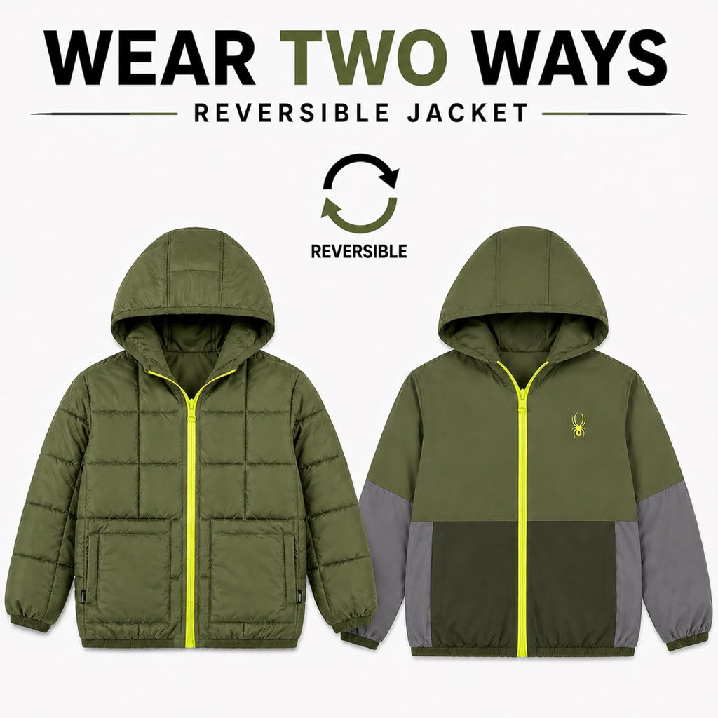 Boys Puffer Jacket - Wind Resistant Quilted Full Zip with Pockets