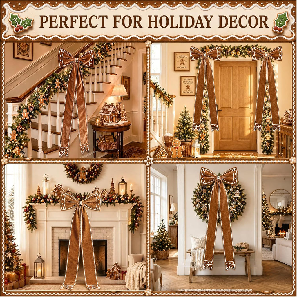 71x24 in Giant Gingerbread Bow Christmas Tree Topper Decoration