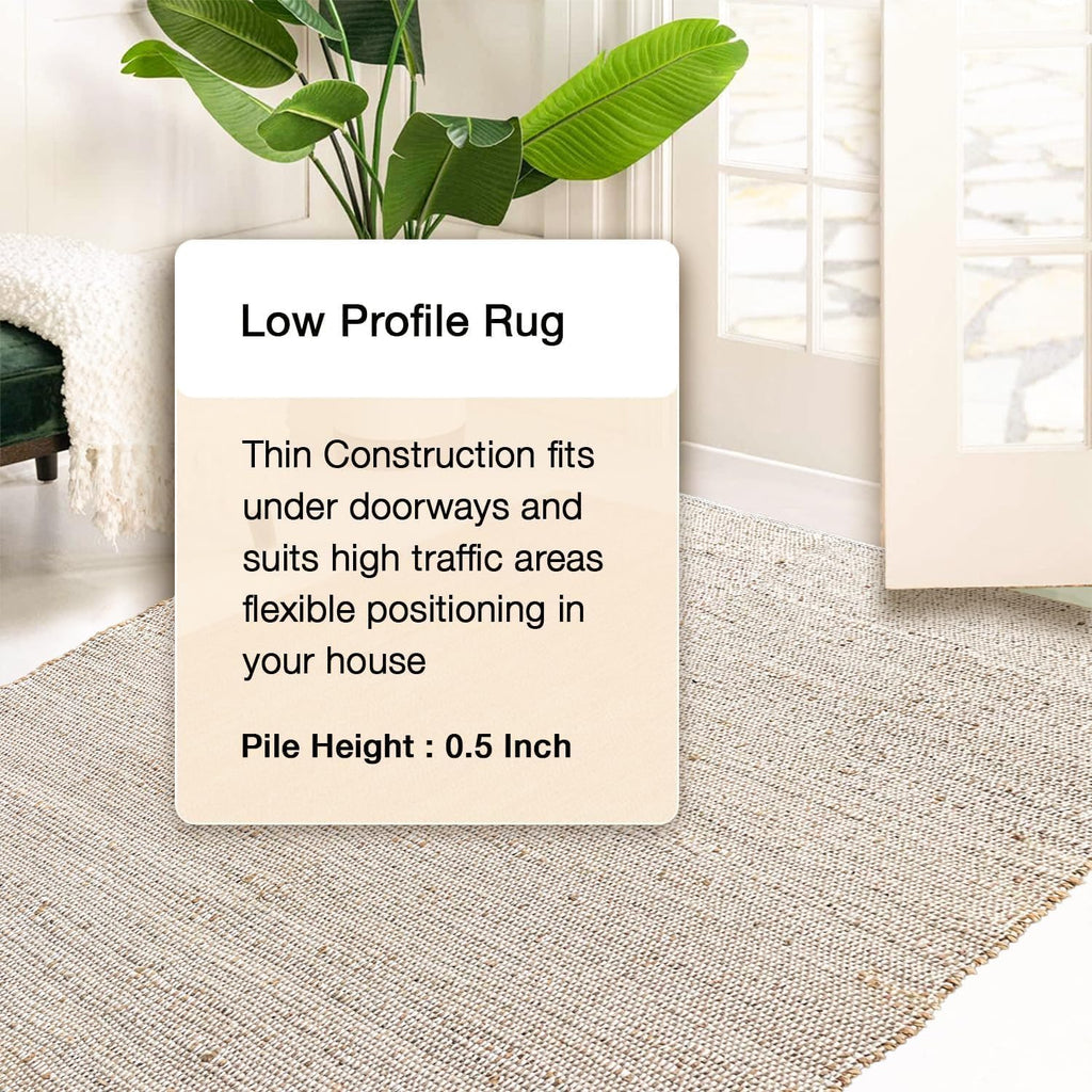9x12 Jute Cotton Hand Woven Area Rug, Natural Jute/Cream Braided Boho Farmhouse Rug
