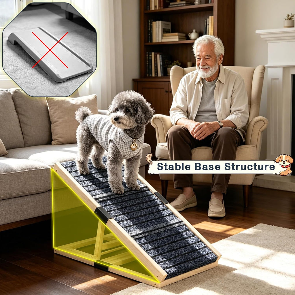 Wooden Dog Ramp for Couch, Foldable Pet Ramp for Small Dogs, 27.6" L
