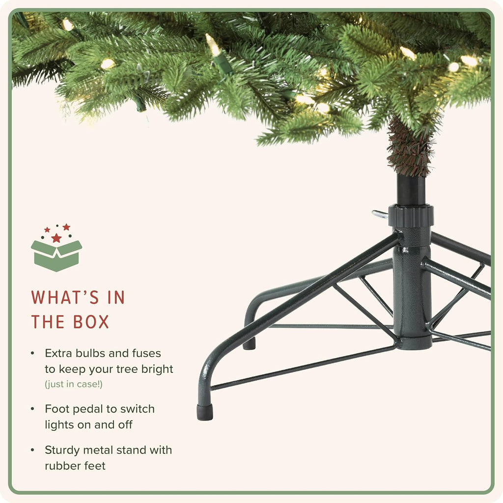 Kennedy Fir - Artificial Indoor Christmas Tree, Hinged Branches, Narrow Profile, Holiday Décor. LED Color Changing