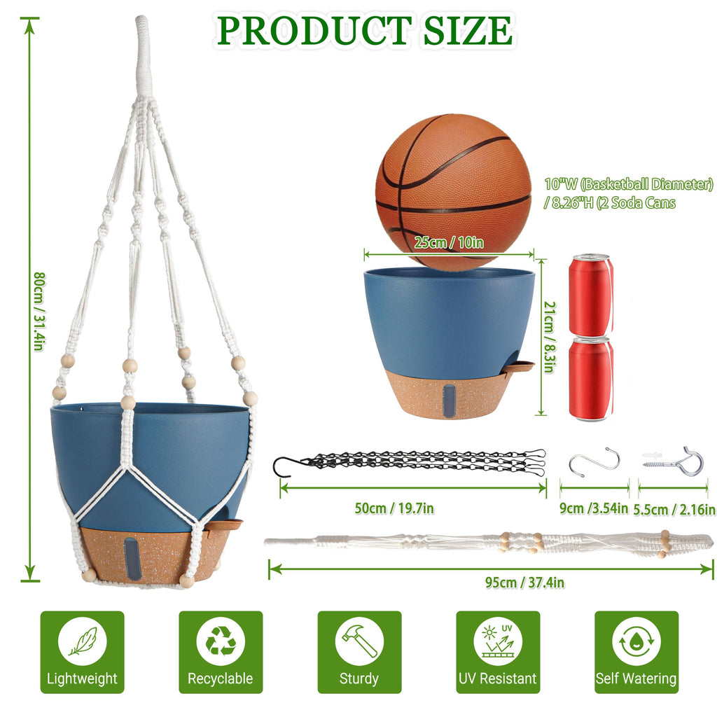 10 Inch Self Watering Hanging Planters for Indoor Plants, 2 Pack