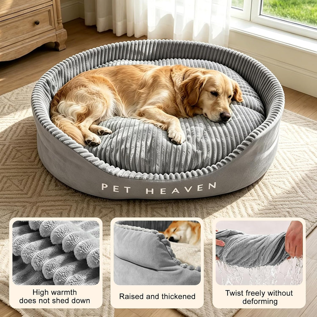 Orthopedic Dog Bed, Round Memory Foam, Washable, Large Dogs, Grey
