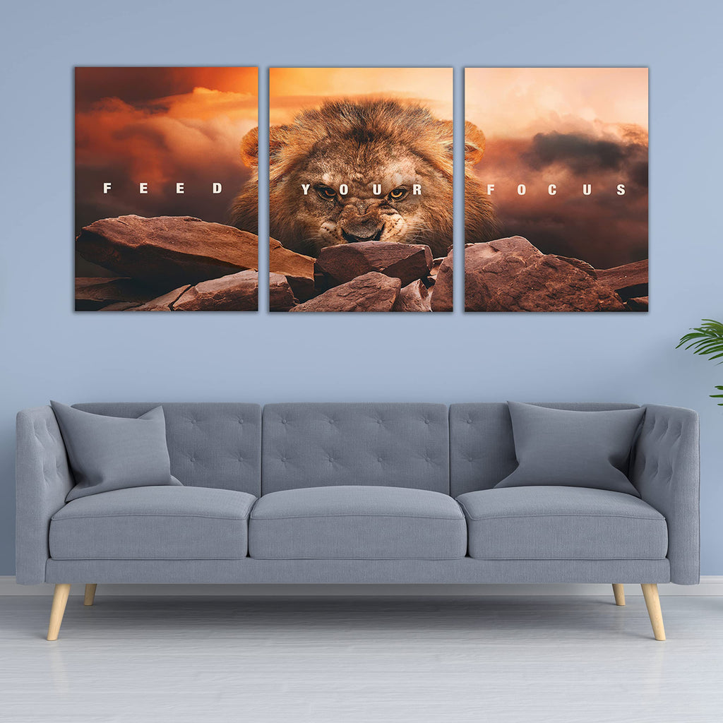 Motivational Wall Art Inspirational Wall Art 3 Pieces Canvas Poster Wall Painting Lion Artwork Bedroom Home Decor
