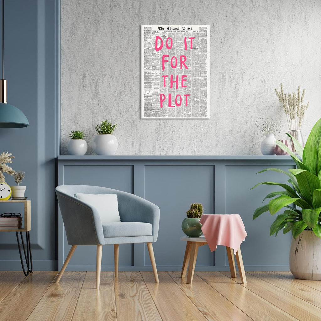 Retro Black And White Chicago Newspaper Poster Pink Trendy Preppy Apartment Motivational Affirmation Do It For The