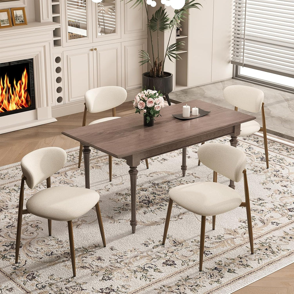 Dining Chairs Set of 4, Curved Back Kitchen Room Chairs with Metal Legs and Anti Slip Pads, Upholstered Dining Chair