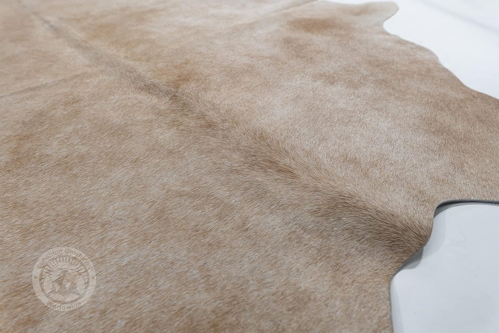 100% Genuine Exotic Beige Cowhide Rug - Modern Style Animal Skin Rug & Floor Carpet & More - Large (6x6-7ft)