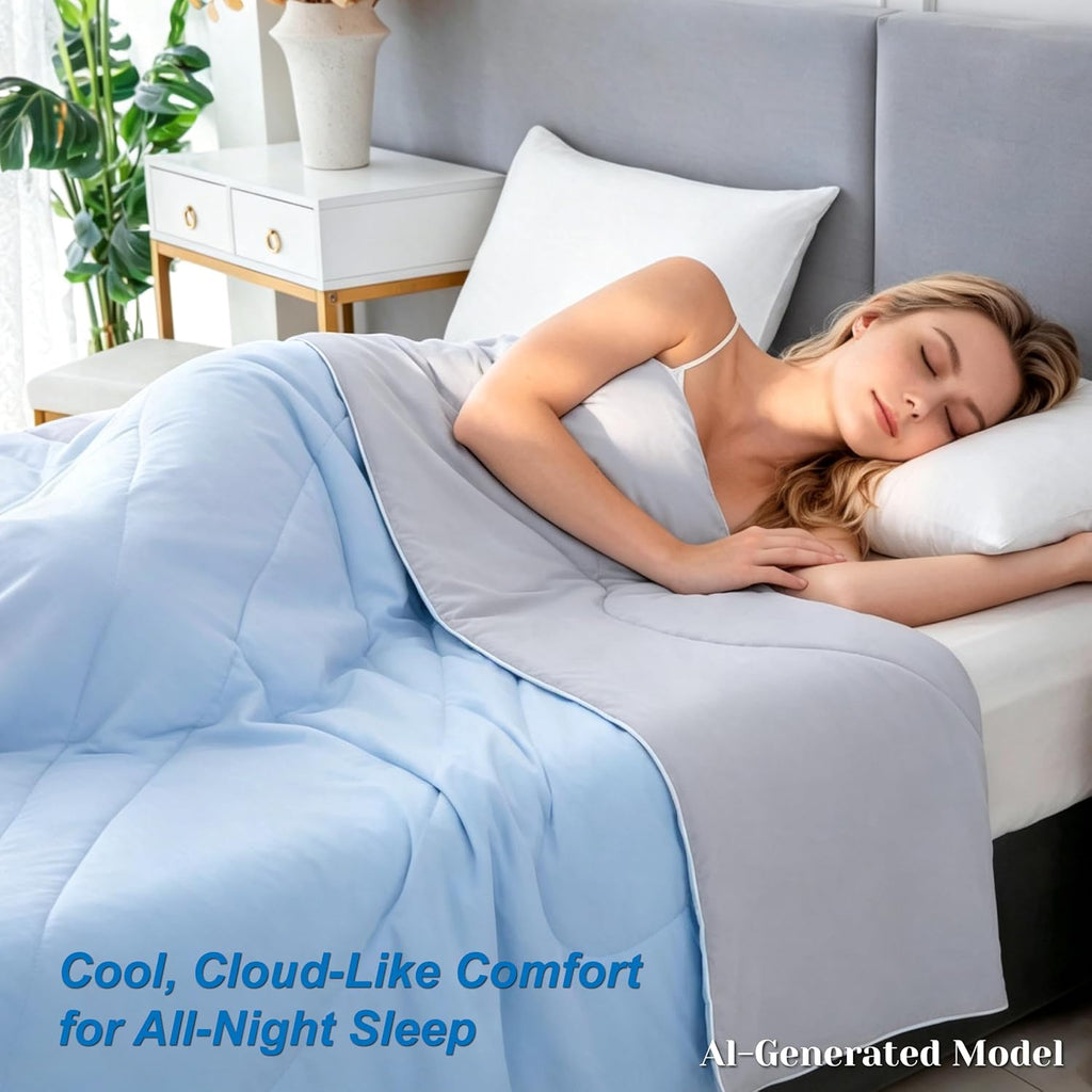 Cooling Comforter Queen Size - Cooling Blankets for Hot Sleepers | Lightweight Comforter for Night Sweats