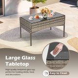 Patio Conversation Set 4 Pieces Patio Furniture Set Wicker with Rattan Chair Loveseats Coffee Table for Outdoor Indoor Garden Backyard Porch Poolside Balcony,Gray Wicker/Khaki Cushions A106-B0BMPSRXRK