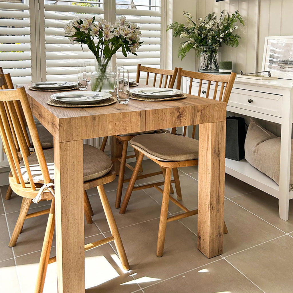 First Extendable Dining Table 47.2 to 78.7 Inches Seats 6 to 8 Rustic Oak