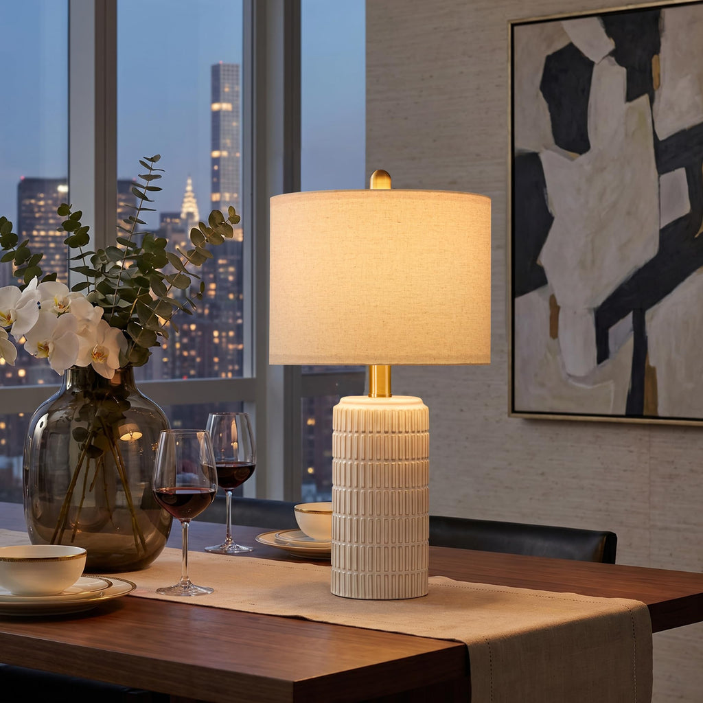 21'' Modern Ceramic Table Lamp with Gift Box, White, Small