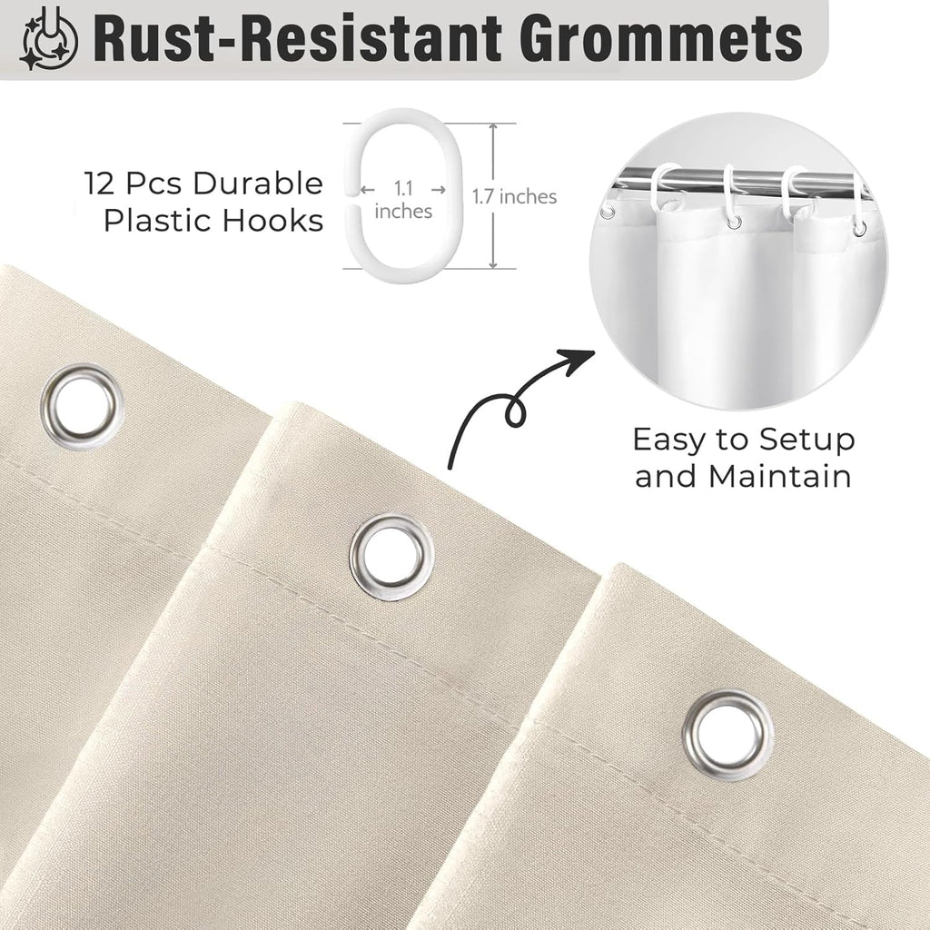 Beige Ruffle Shower Curtain Neutral Shower Curtain 72 x 72 | Natural button accents, layered fabric tiers, shabby
