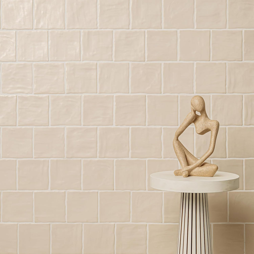 Rava 4 in. x 4 in. Shell Satin Zellige Look Ceramic Wall Tile