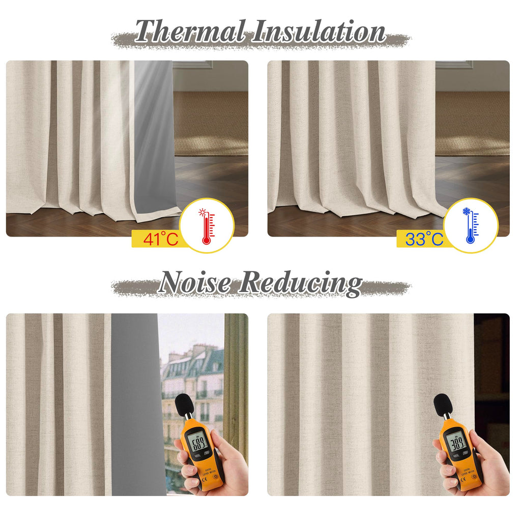 100% Blackout Pinch Pleat Linen Curtains, 1 Panel