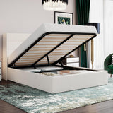 Queen Lift Up Storage Bed/Velvet Upholstered/Modern Wingback Headboard/Upholstered Platform Bed Frame/Hydraulic