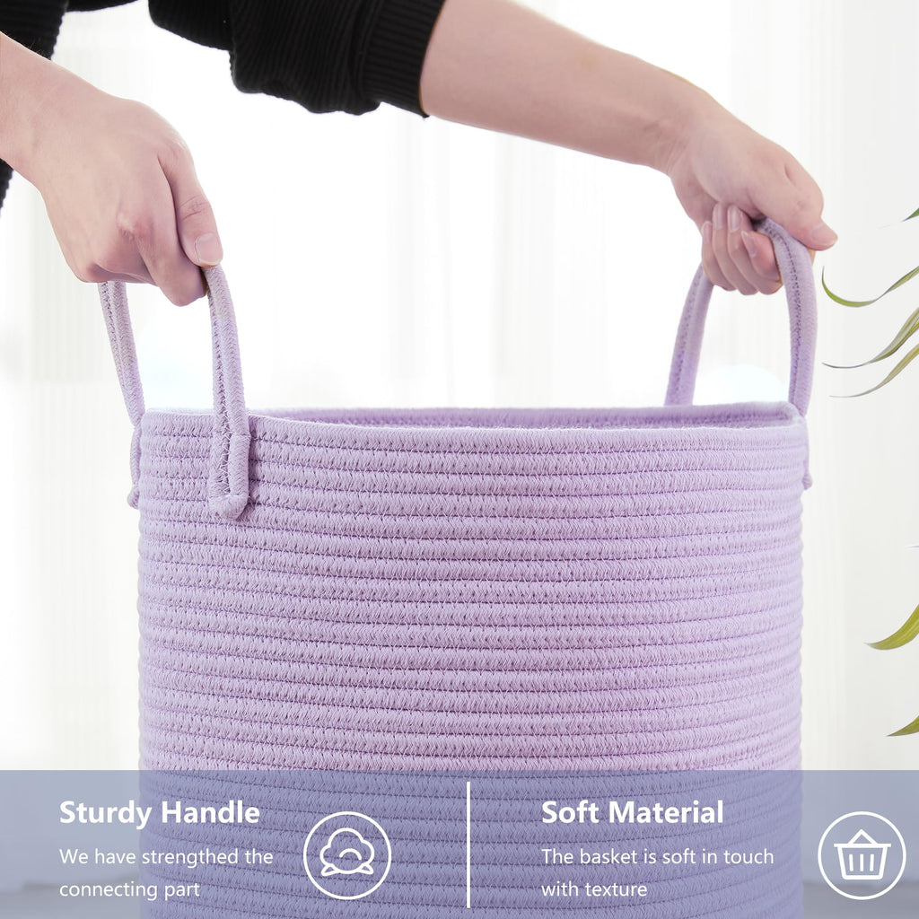 Purple Laundry Basket Hamper 60L Tall Lavender Hamper for Kids